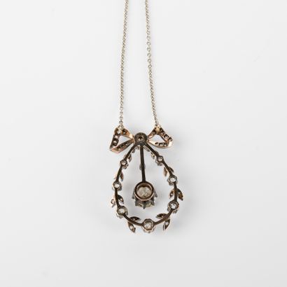 Pendant in yellow gold 750°/00 and silver...