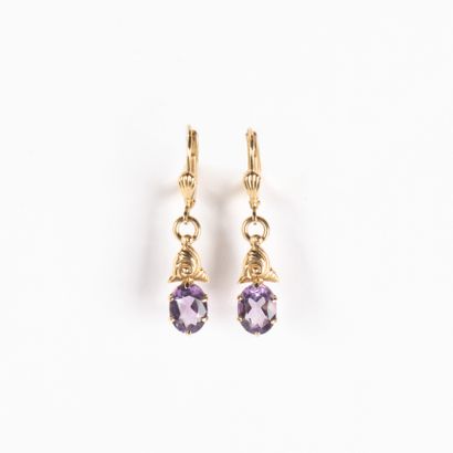 Pair of 18K (750 thousandths) yellow gold...