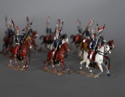 C.B.G.
Suite of 16 painted lead dragon riders
In...