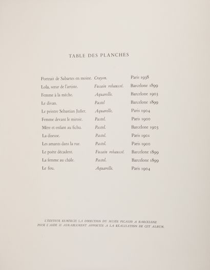 PICASSO (Pablo)
THE BLUES OF BARCELONA. Twelve...