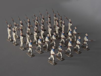 C.B.G.
Suite of 36 white painted lead sailors
In...