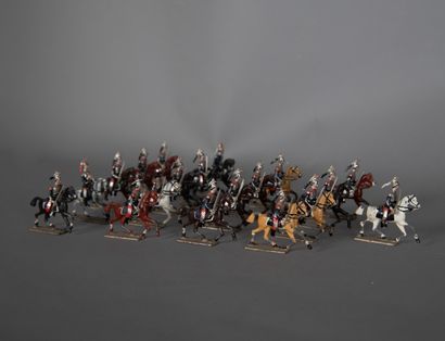 C.B.G.
Suite of 19 painted lead Cuirassiers...