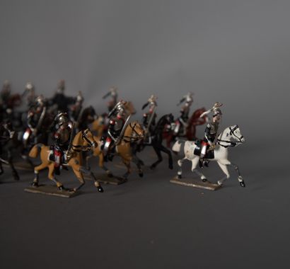 C.B.G.
Suite of 19 painted lead Cuirassiers...