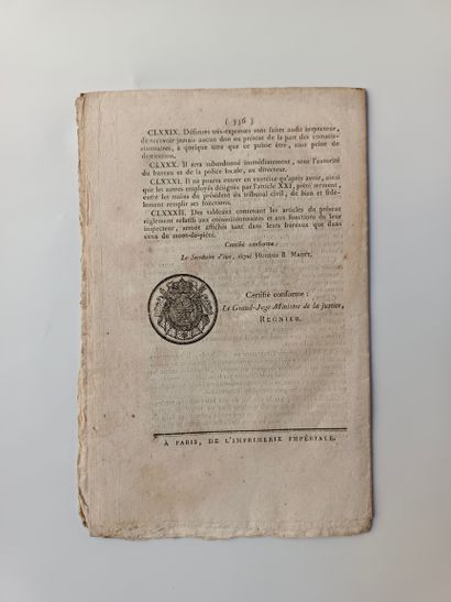 Bulletin des loi
N°106
Décret impérial contenant...