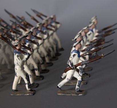 C.B.G.
Suite of 36 white painted lead sailors
In...