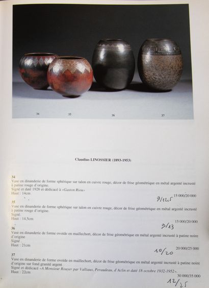 Réunion de catalogues de ventes aux enchères,...