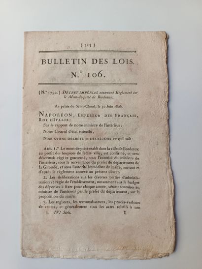 Bulletin des loi
N°106
Décret impérial contenant...