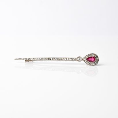 Antique barrette brooch in platinum (850...