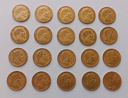 20 French 20 franc gold coins, including...