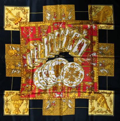 HERMES. Silk twill square titled 