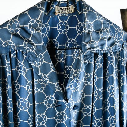 HERMES. Silk maxi dress (100%) with white...