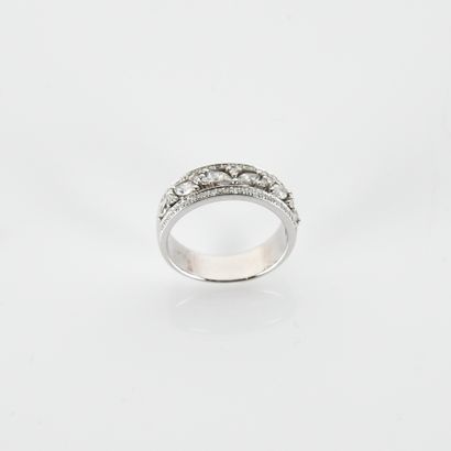 Ring set on one half with marquise-cut and...