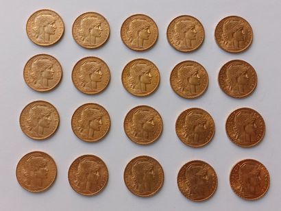 20 French 20 franc gold Marianne coins 1901...