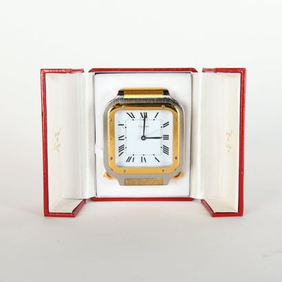 CARTIER
Santos table clock in gilt metal...