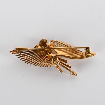 Bouquet brooch in 18-carat yellow gold (750
gold...