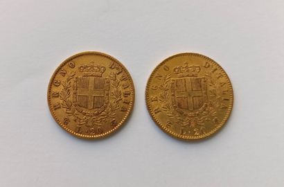 2 Italian 20 franc gold Vittorio Emanuele...