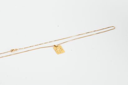 Zodiac sign pendant in yellow gold and its
chain...