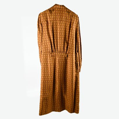 HERMES. Silk maxi dress (100%) with horsehead...