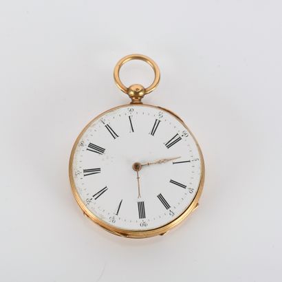Pocket watch in 18K yellow gold 750°/00
Enamelled...