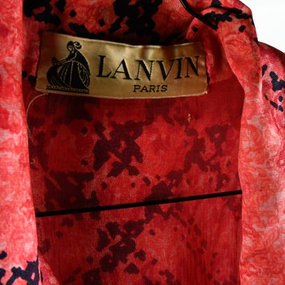 LANVIN. Long silk dress patterned with black...