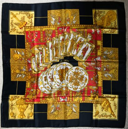 HERMES. Silk twill square titled 