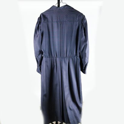 HERMES. Silk long dress (100%) with red anchor...