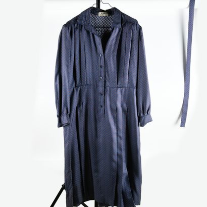 HERMES. Silk long dress (100%) with red anchor...