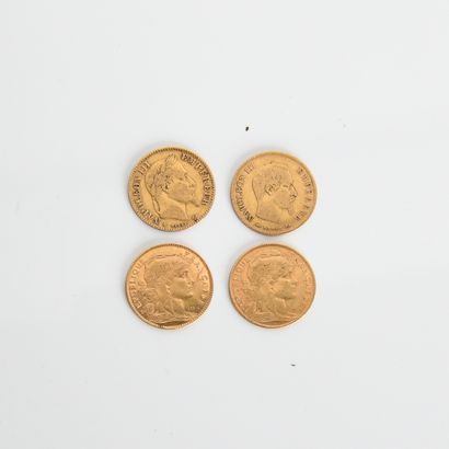Four 10 French Franc gold coins:
- Napoléon...