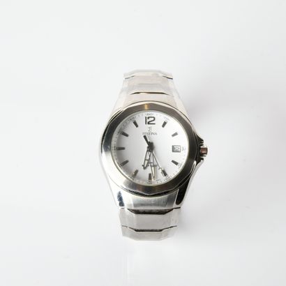 FESTINA 
Steel wristwatch
Round case, white...