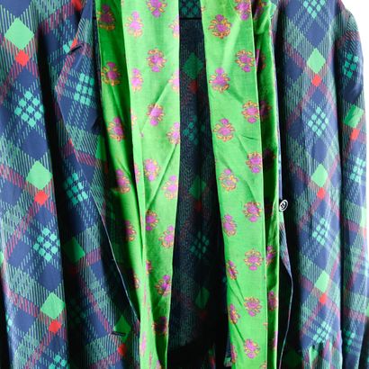 LANVIN. Long silk dress with navy, green...