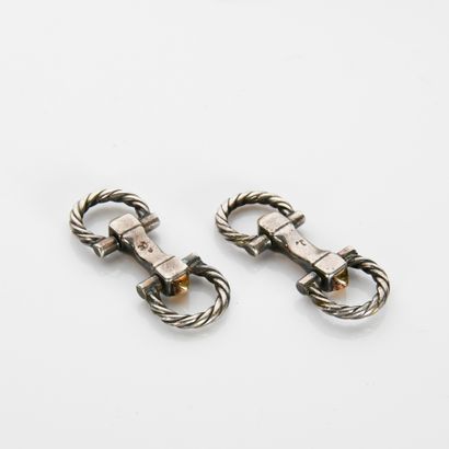 HERMES
Pair of stirrup cufflinks in 925 thousandths...