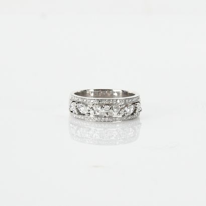 Ring set on one half with marquise-cut and...