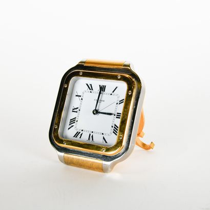 CARTIER
Santos table clock in gilt metal...