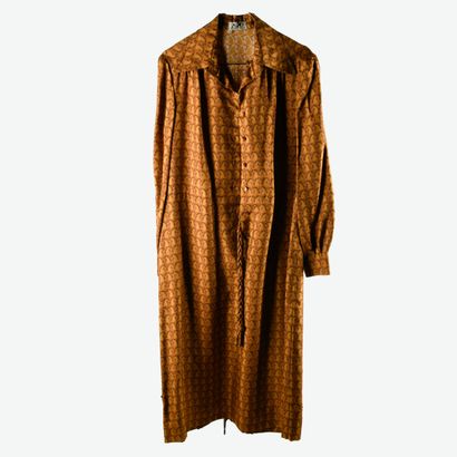 HERMES. Silk maxi dress (100%) with horsehead...