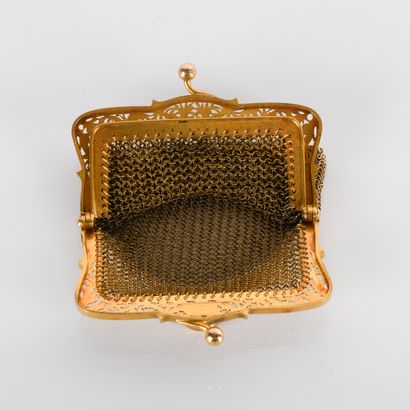 Purse in 18-carat yellow gold (750
floral...