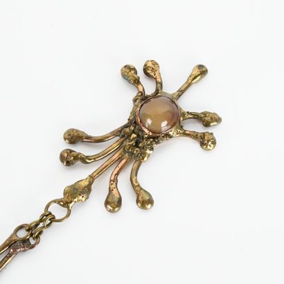 Artist's necklace in bronze with ten excrescences...