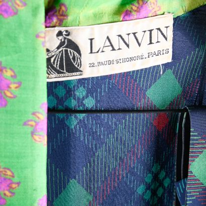 LANVIN. Long silk dress with navy, green...