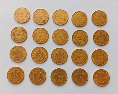 20 French 20 franc gold coins, including...