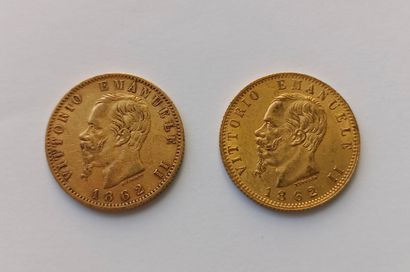 2 Italian 20 franc gold Vittorio Emanuele...