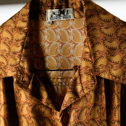 HERMES. Silk maxi dress (100%) with horsehead...