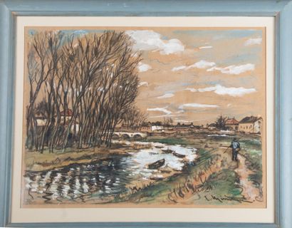 Émile MÉNÉTRIER (1893-1980)
Pêcheur au bord...