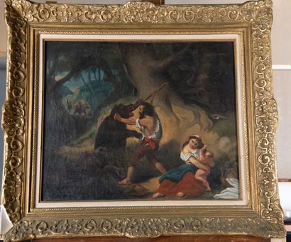 Naive school, mid-19th century
The Bear Attack
Oil...