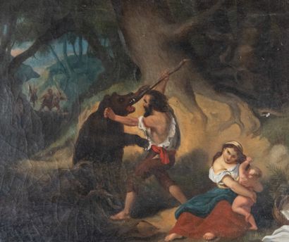 Naive school, mid-19th century
The Bear Attack
Oil...