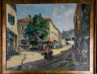 Charles BLONDIN (1913-1991)
Village square,...