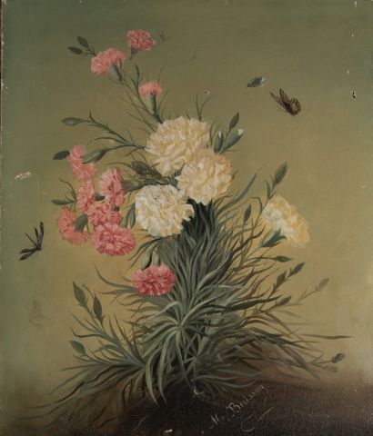 M. BUISSON (École naïve vers 1900)
Fleurs,...