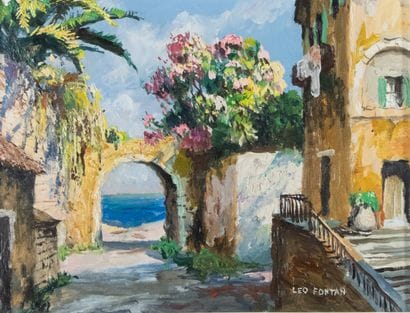 Léon FONTAN (1884-1965)
Village fleuri au...
