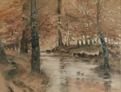 Ivan KOWALSKY (1839-1937)
Rivière en automne
Aquarelle,...