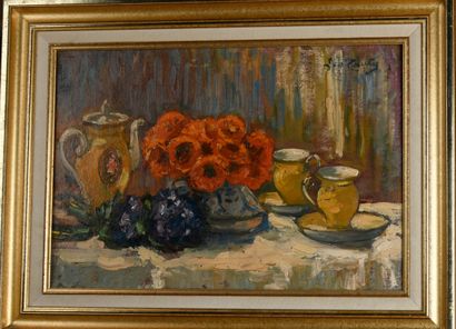 Léo TAUTY (1889-1970)
Tea and bouquets
Oil...
