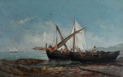 Joseph ALLEMAND (1835-1907)
Fishermen boarding...