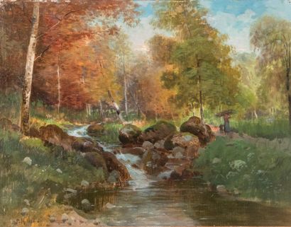 Joseph MILLON (1861-1930)
Paysage au ruisseau...